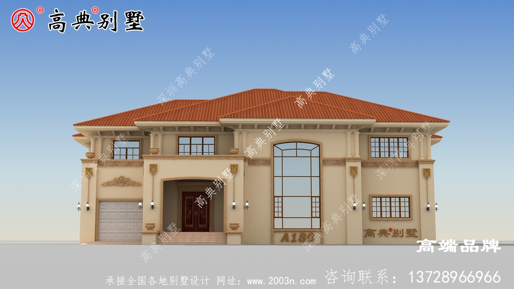 二層新農(nóng)村歐式斜頂自建別墅