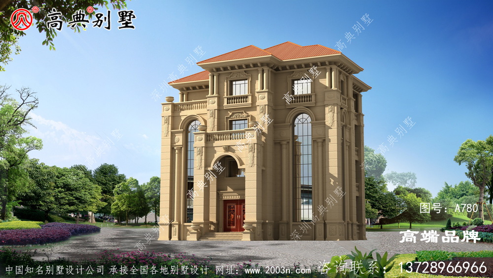 多功能于一體的法式四層別墅外觀圖