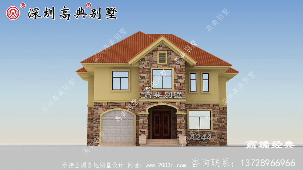 這款戶型采用尖頂設計 ,線條清晰外帶車庫