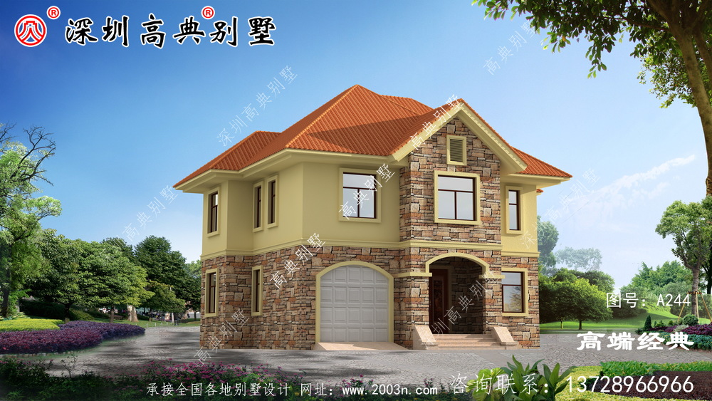 這款戶型采用尖頂設計 ,線條清晰外帶車庫